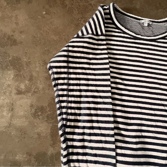 Jigsaw Breton style cotton shirt. Navy and grey stripe, sz S. EUC. - Picture 3 of 8